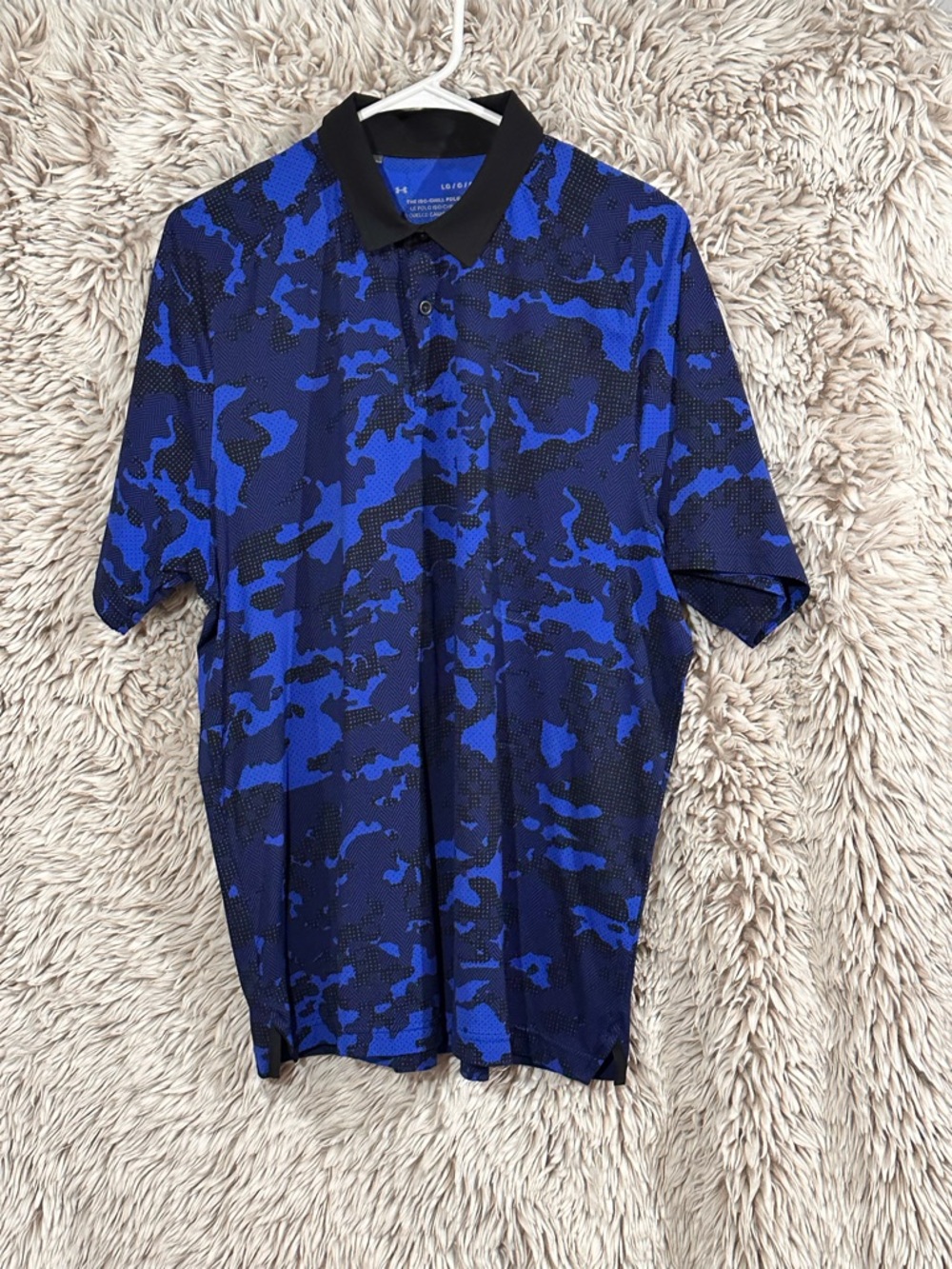 Under Armour Blue and Black Camo Performance Polo